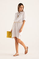 Dress with Roll-Up Sleeves White