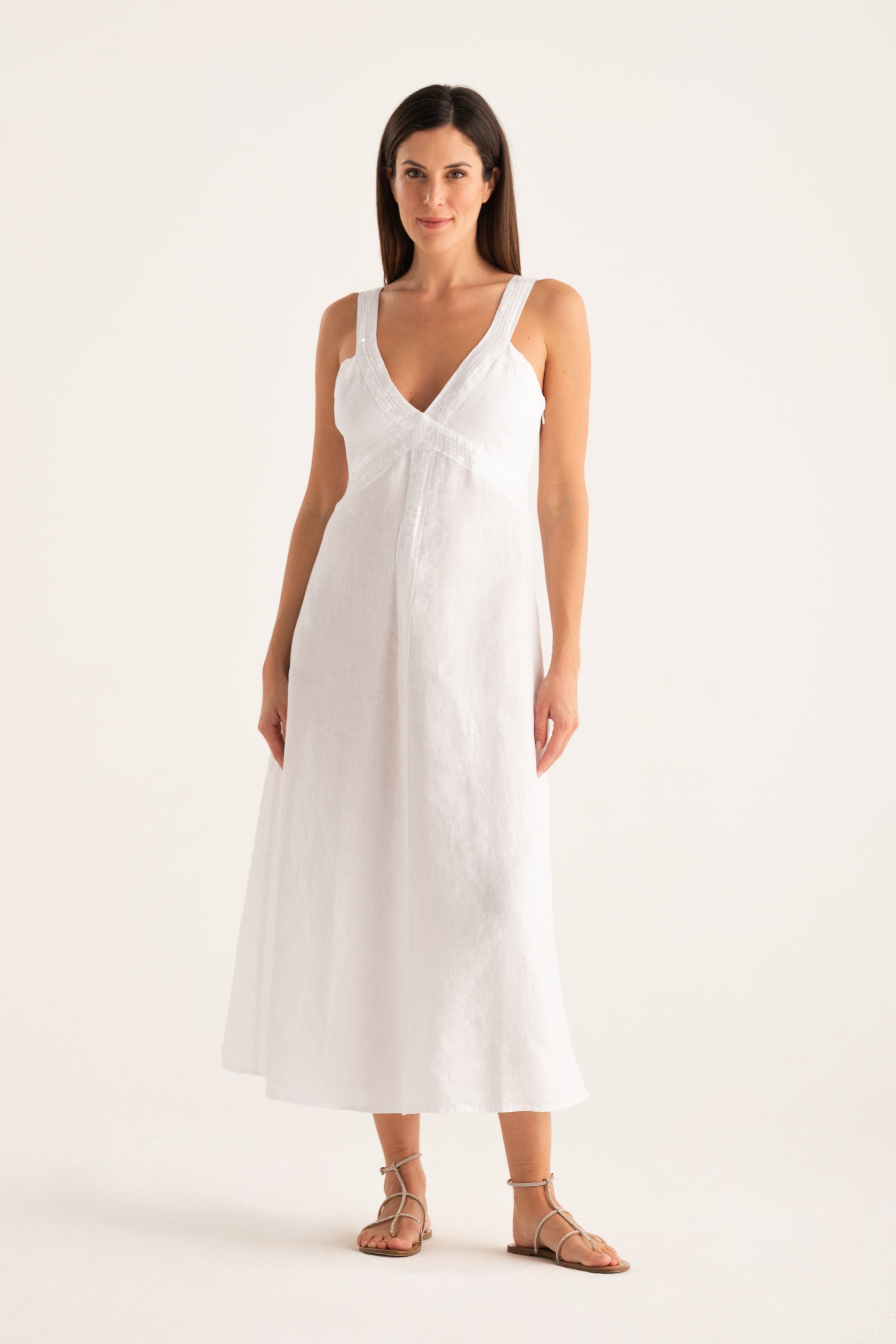 120 lino dress WOMAN DRESS White / L/46