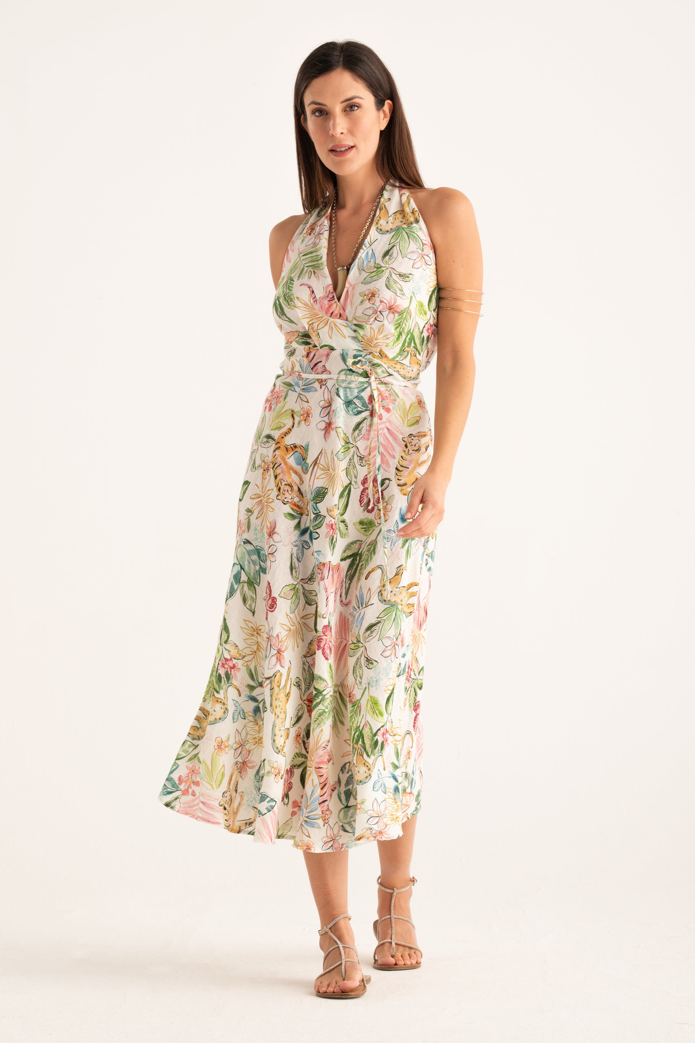 Crossover Halterneck Dress Jungle PRINT / XL/48