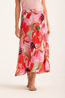 Flared Maxi Wrap Skirt Tropical