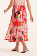 Flared Maxi Wrap Skirt Tropical