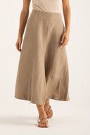 Flared Maxi Skirt with Front Slit - 1