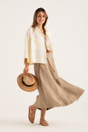 Flared Maxi Skirt with Front Slit - 6