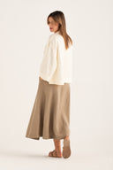 Flared Maxi Skirt with Front Slit - 9
