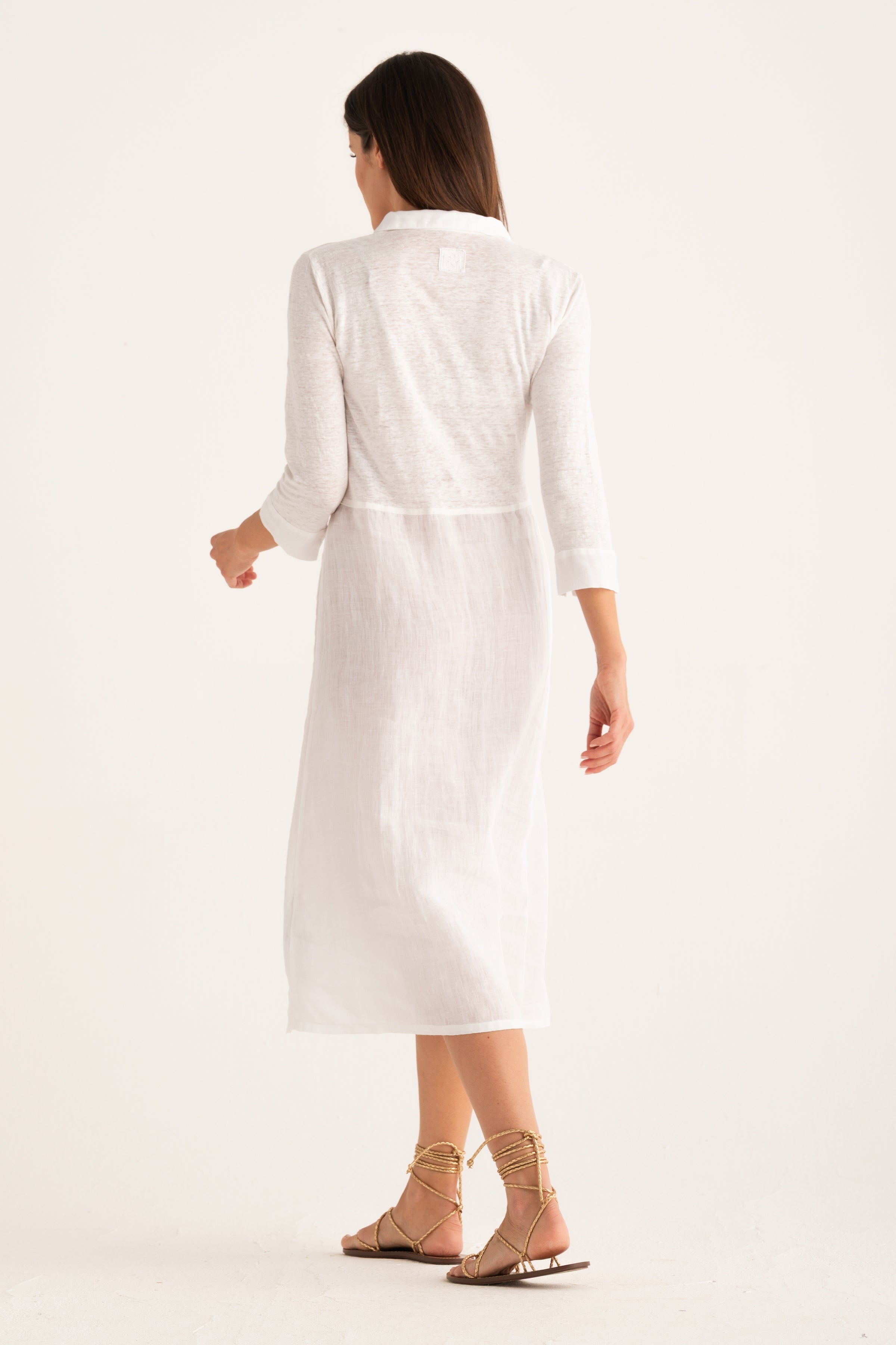 120 lino shirt dress Oversized Shirt Dress NAVY FADE / S/42