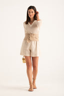 V-neck T-shirt with Refined Finish