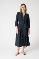 V-Neck Shirt Dress with Belt