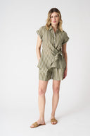 Striped Shirt with Draped Knot - 7