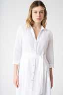 V-Neck Shirt Dress with Belt