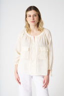 Blouse with Applied Pockets - 1
