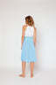 Yarn-dyed linen halter dress White/MixBlue