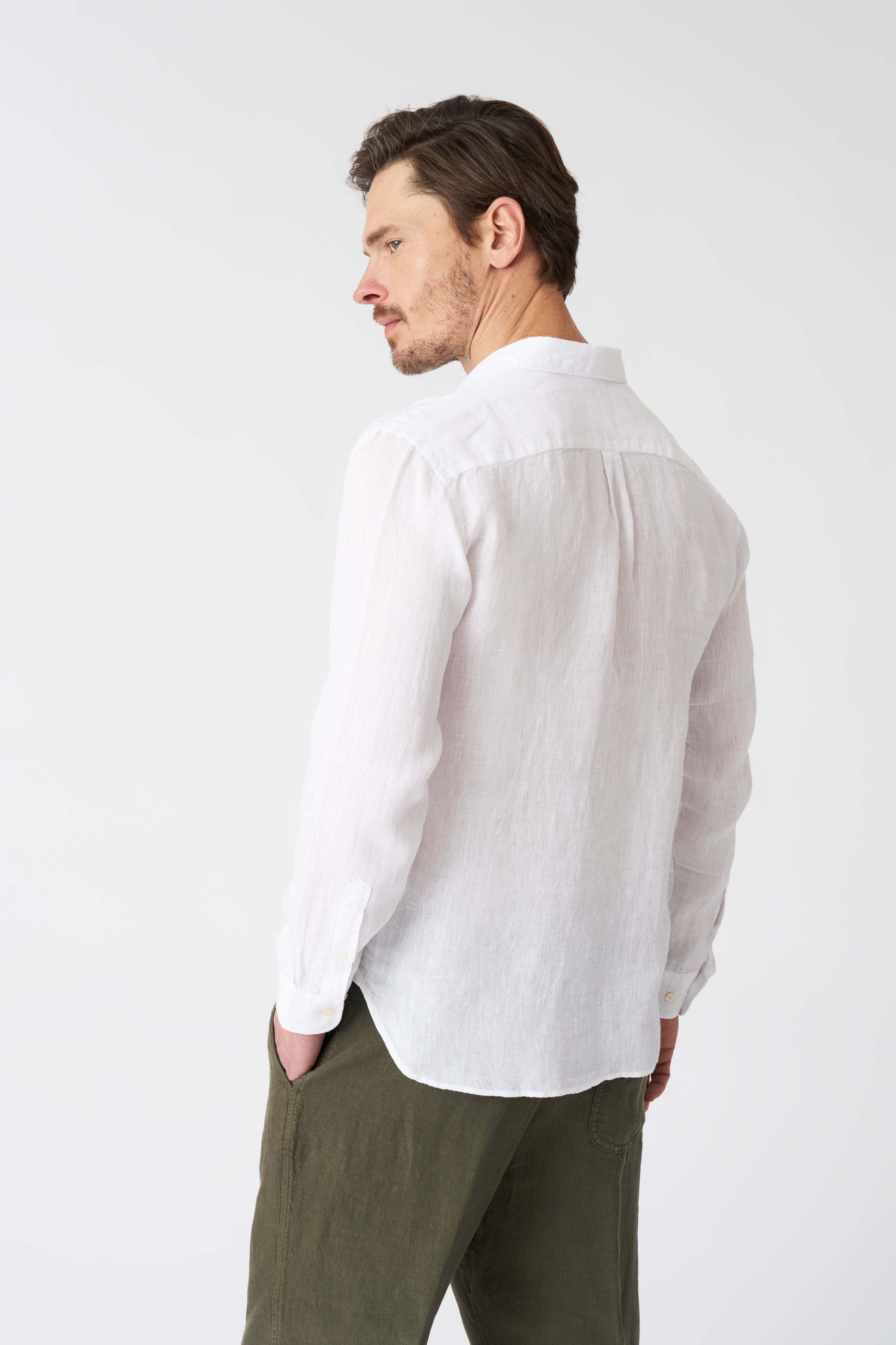 italian collar dress shirts White Italian Collar Regular Fit Shirt with Pocket White / XL/52