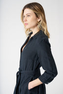 V-Neck Shirt Dress with Belt - 4