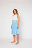 Yarn-dyed linen halter dress White/MixBlue