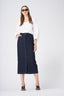 Classic High-Waisted Denim Midi Skirt