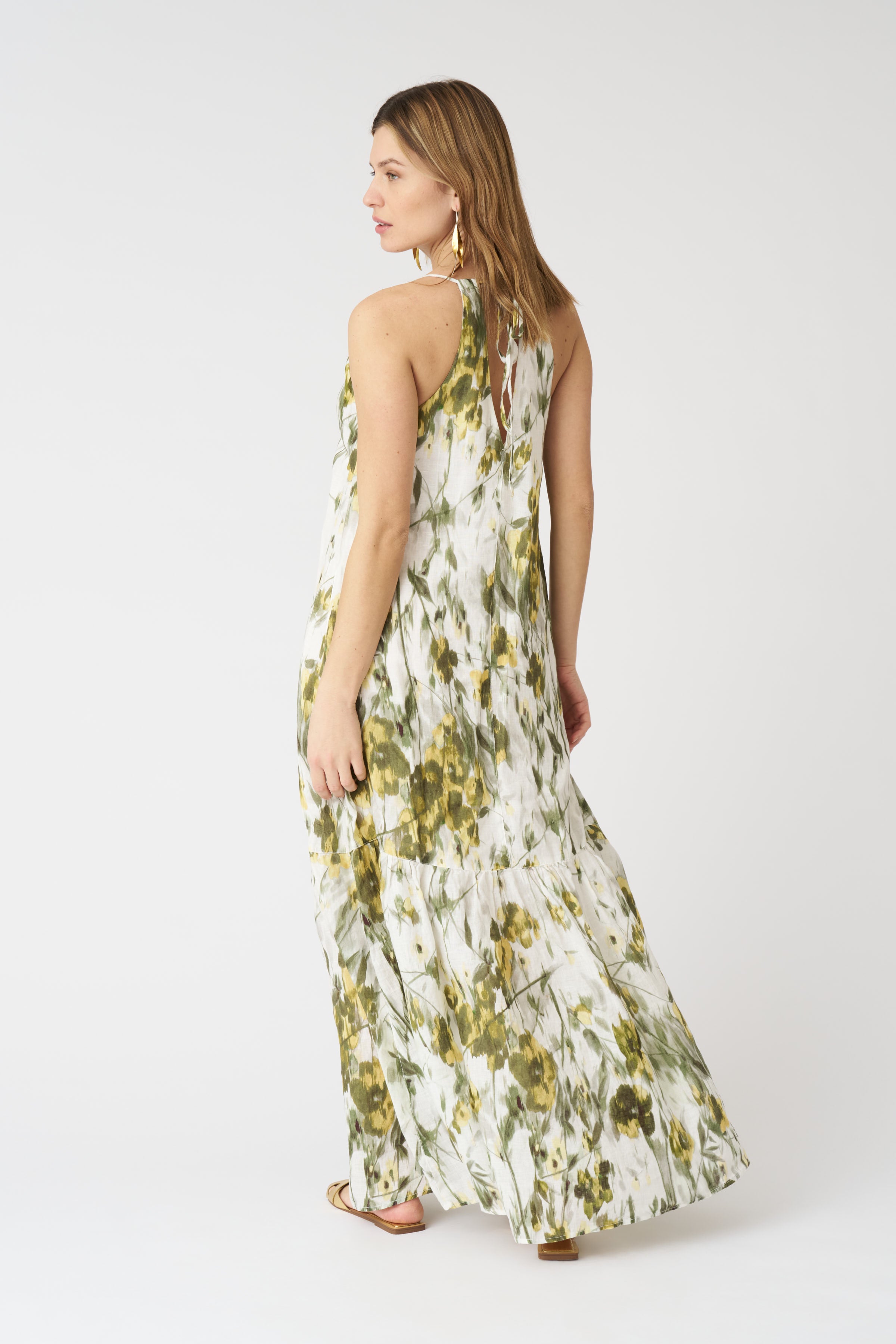 Japanese Flower Halter Maxi Dress WASHED-PINK PRINT / M/44 Japanese Flower Halter Maxi Dress WASHED-PINK PRINT / M/44
