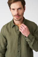 Italian Collar Regular Fit Shirt with Pocket - 6