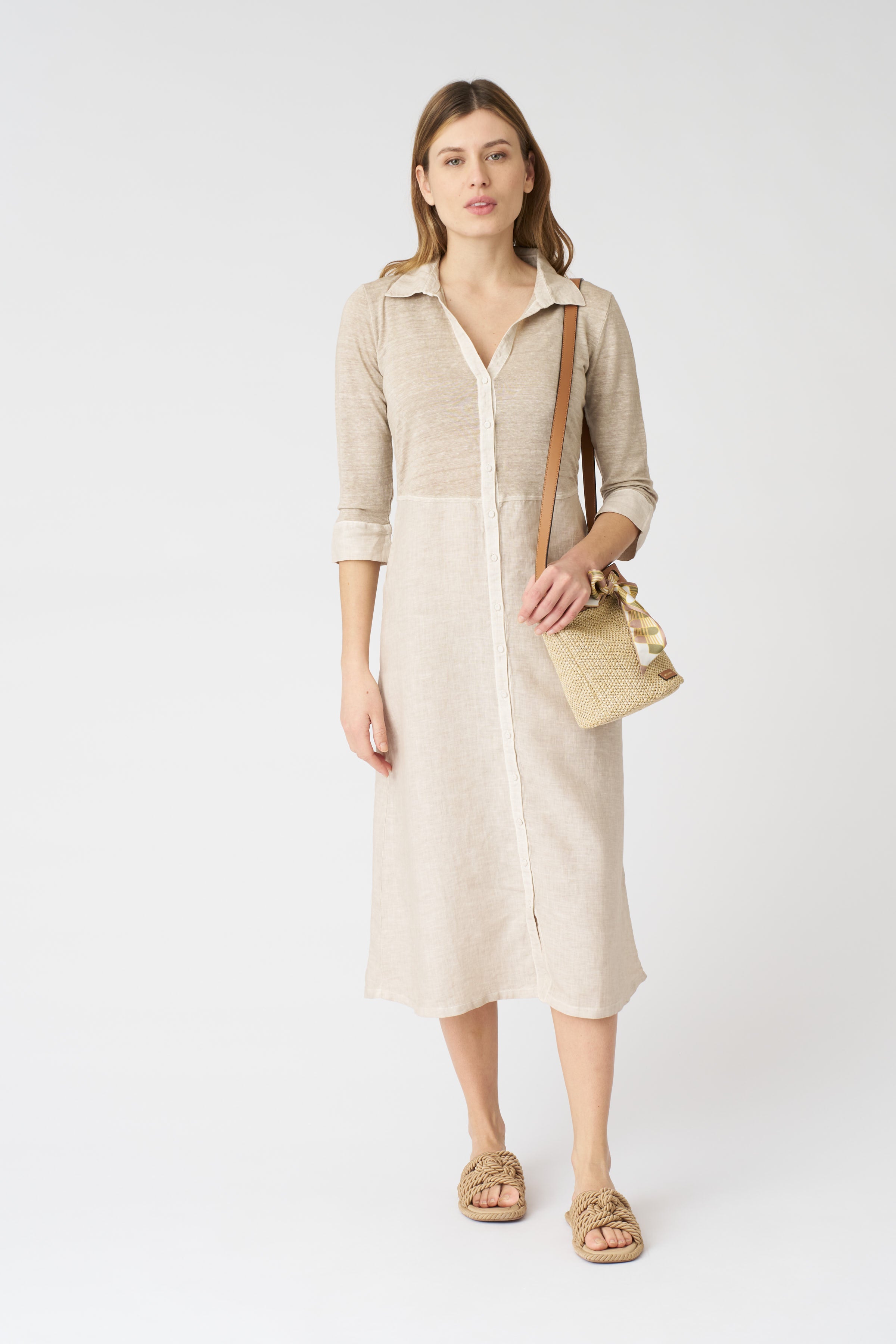 The Kat Shirt Dress BEIGE SOFT FADE / XL/XL The Kat Shirt Dress BEIGE SOFT FADE / XL/XL