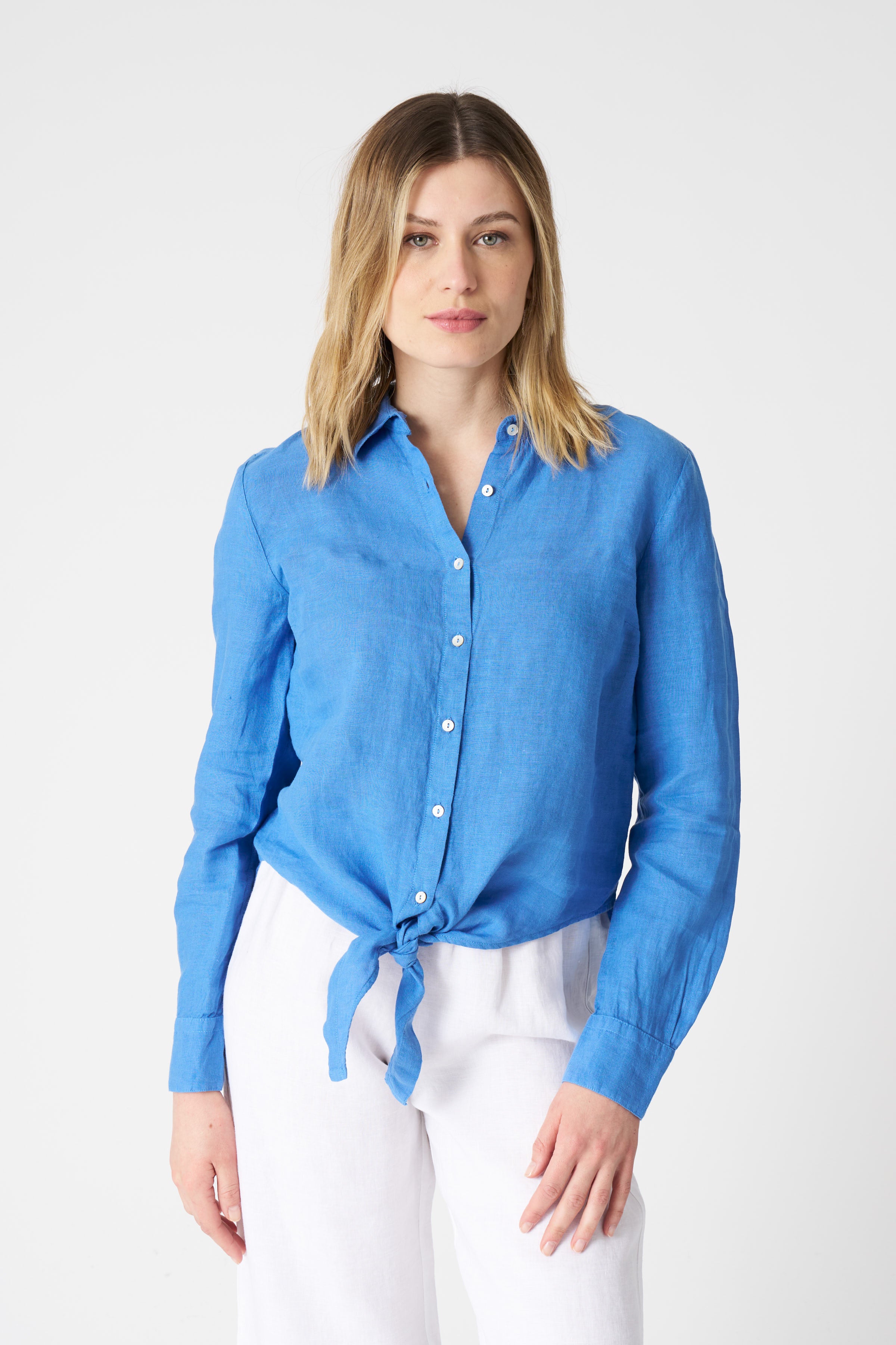 linen dress shirt with tie Baird McNutt Light Blue Irish Linen Dress Shirt Shirt