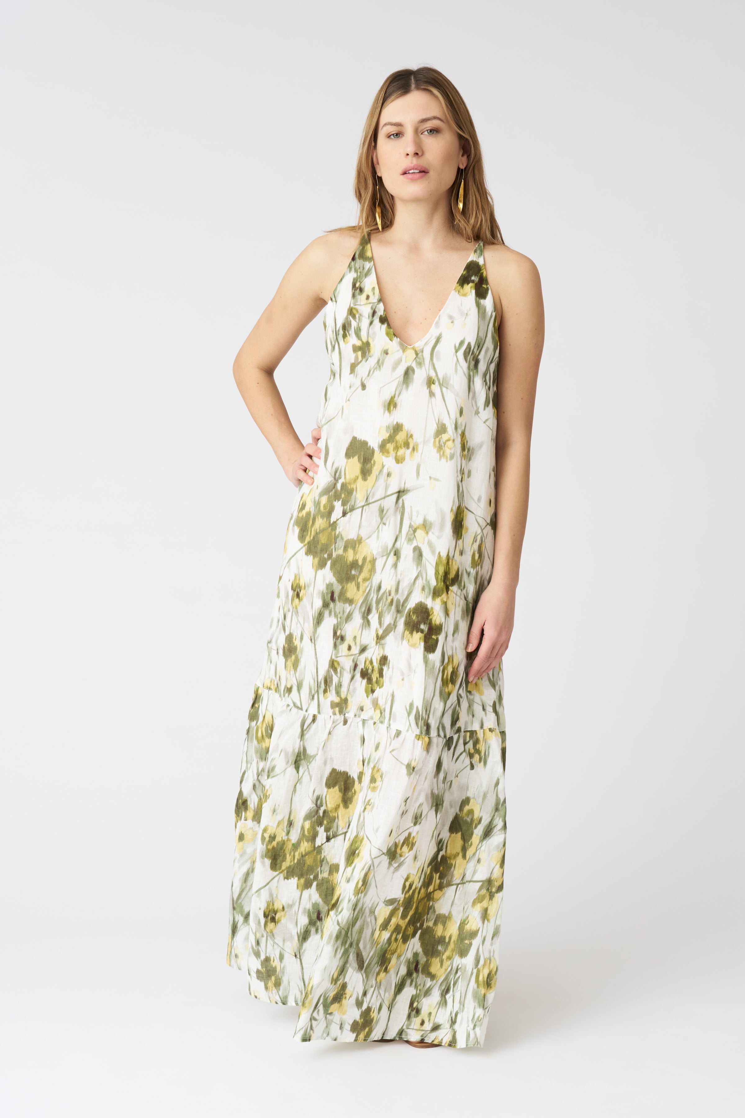 Japanese Flower Halter Maxi Dress WASHED-PINK PRINT / M/44 Japanese Flower Halter Maxi Dress WASHED-PINK PRINT / M/44