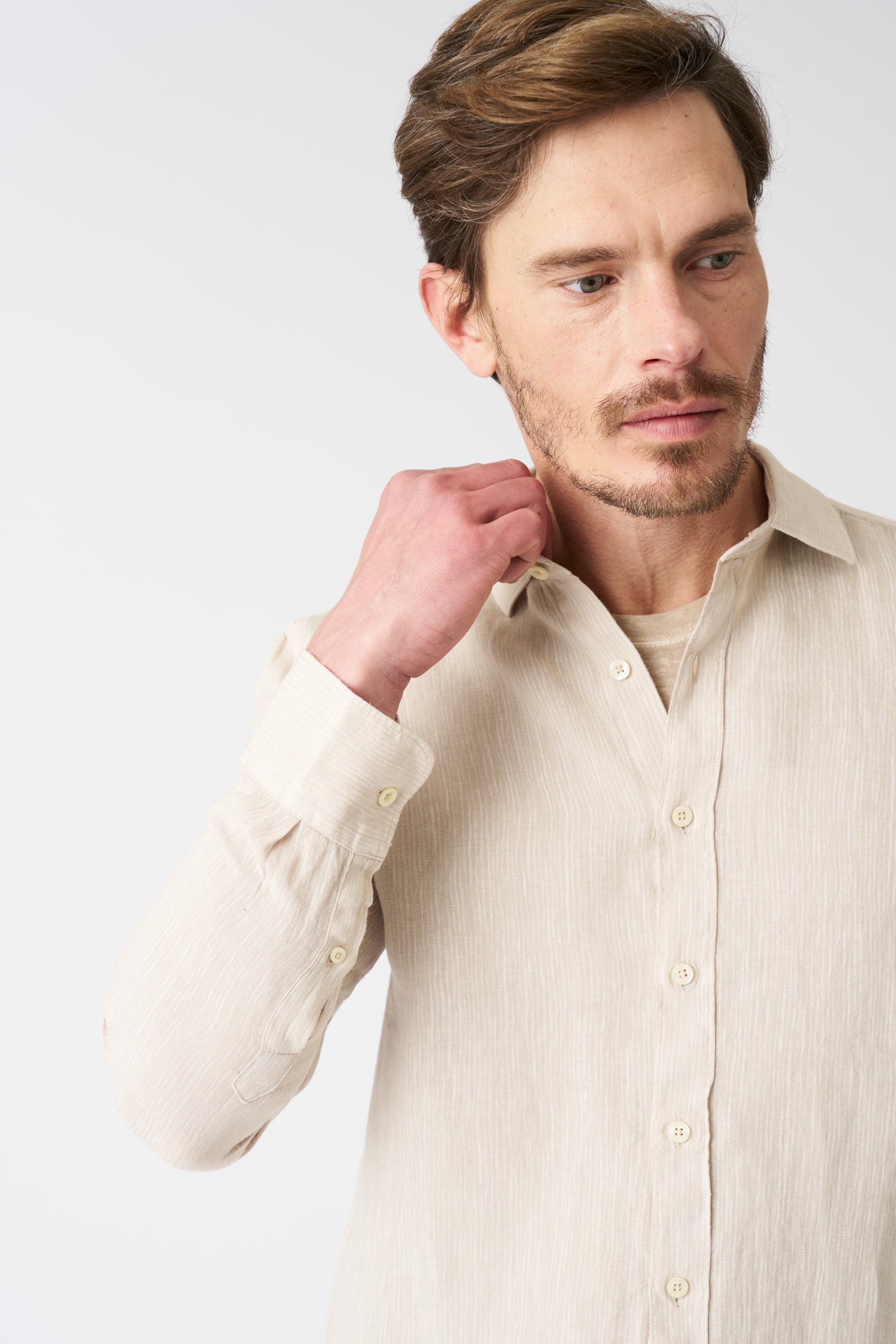Textured Linen Slim Fit Shirt NIAGARA / 3XL/56 Textured Linen Slim Fit Shirt NIAGARA / 3XL/56