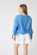 Blouse with Sleeve Tie-Fronts