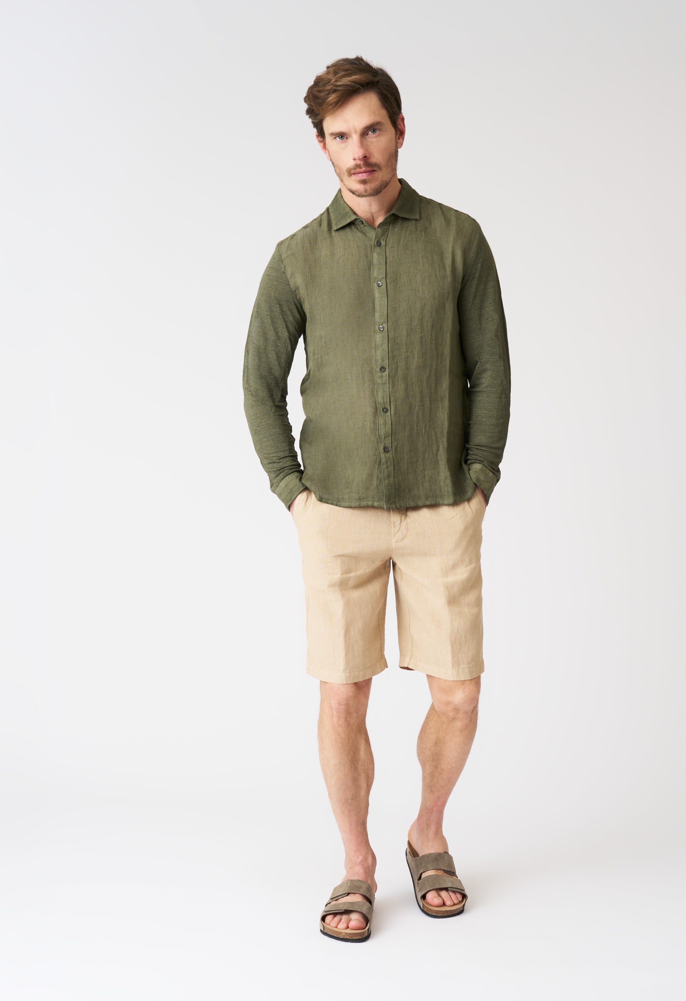 Melange Slim Fit Shirt CAFFE SOFT FADE / M/48 Melange Slim Fit Shirt CAFFE SOFT FADE / M/48