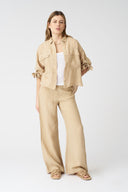 Cargo Style Shirt with Tie-Front Sleeves