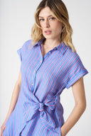 Striped Shirt with Draped Knot - 2