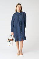 Pintuck Eyehook Detail Shirt Dress
