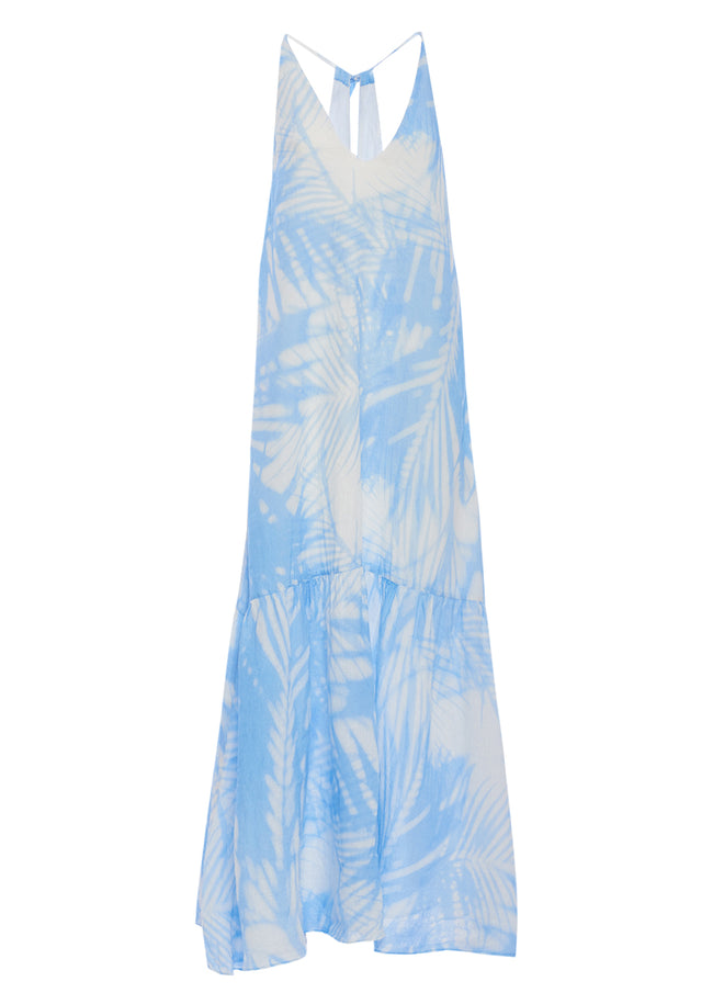 Palm Print V-Neck Maxi Dress