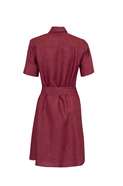 Linen button down short sleeve dress