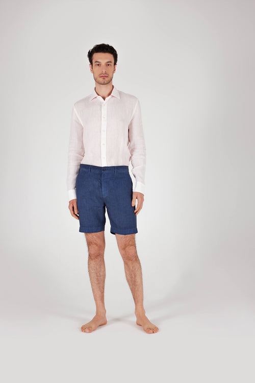 Classic Linen Shorts Blue Navy