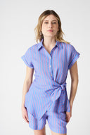 Striped Shirt with Draped Knot