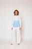 Yarn-dyed linen blouse White/Blue