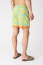 Painted Flower with Contrast Stripe Swim Trunks