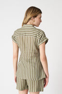 Striped Shirt with Draped Knot - 8