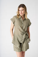 Striped Shirt with Draped Knot