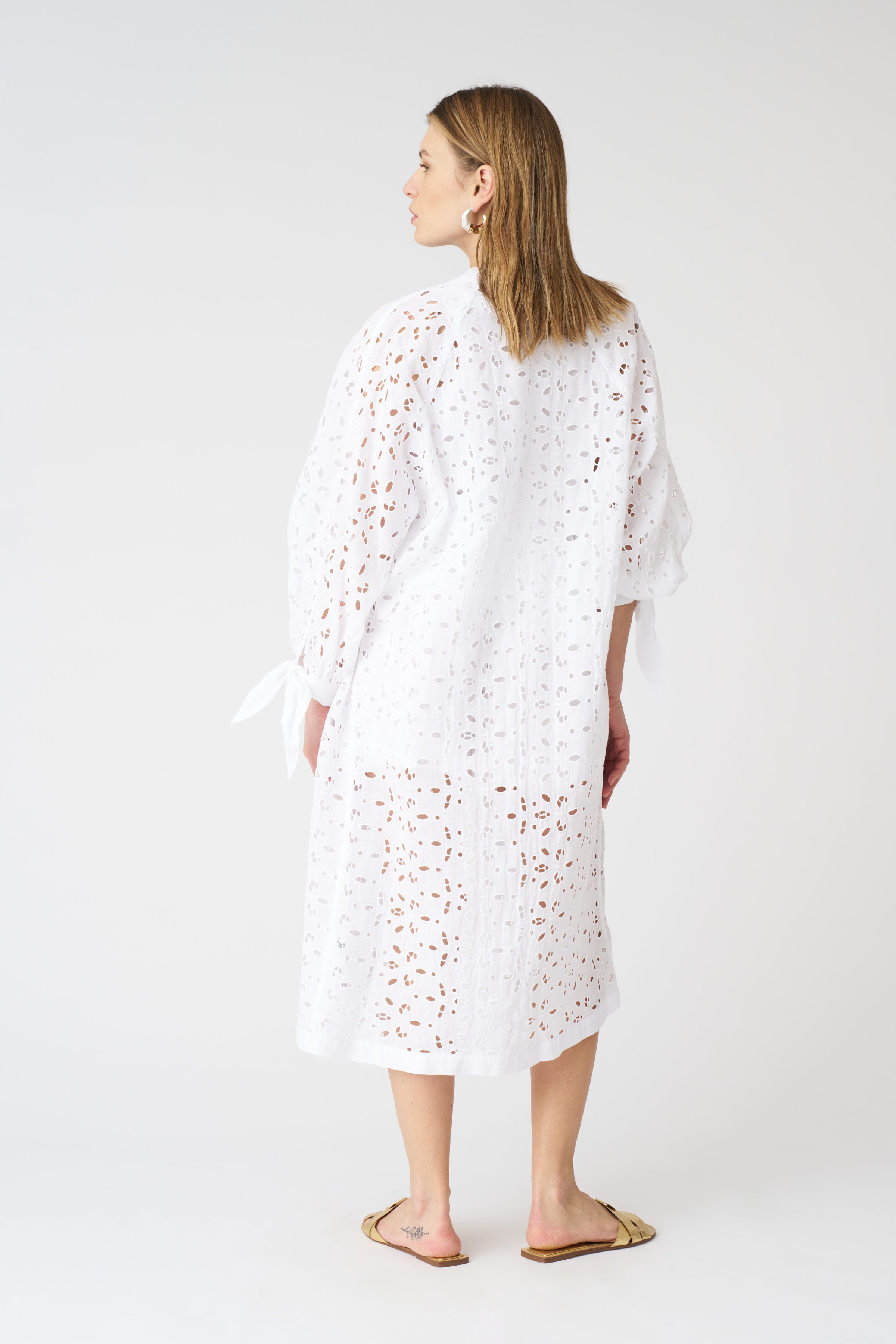 Long Kimono with Sangallo Lace White / M/44 Long Kimono with Sangallo Lace White / M/44
