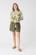 Japanese Flower Tie-Front Shirt - 3