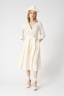 V-Neck Shirt Dress with Belt