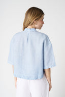 Mandarin Collar Cropped Shirt - 16