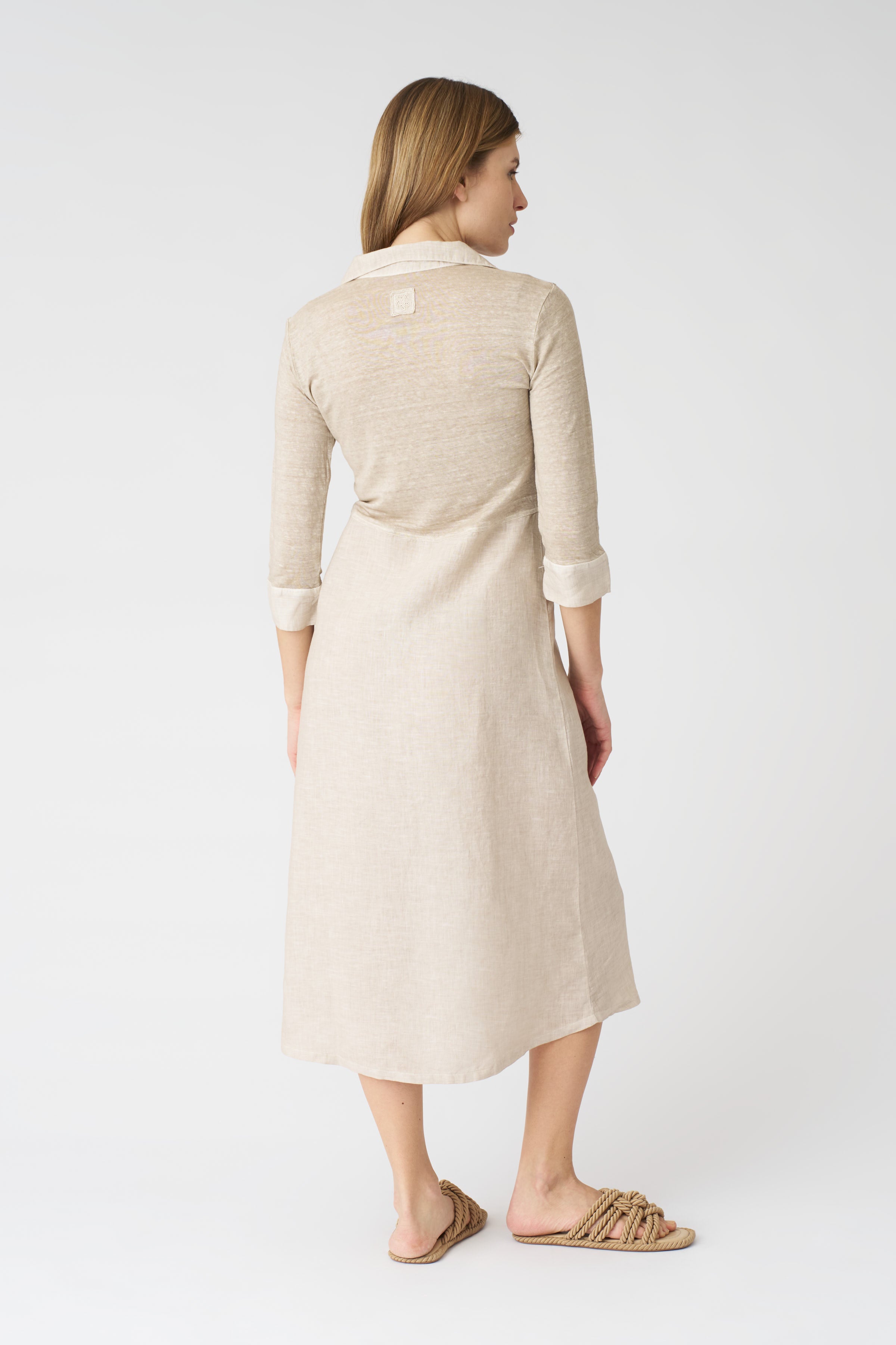 kate linen midi shirt dress Lace Applique Midi Shirtdress