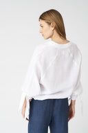 Blouse with Sleeve Tie-Fronts