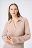 V-Neck Collared Cashmere Blend Sweater