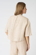 Mandarin Collar Cropped Shirt