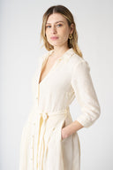 V-Neck Shirt Dress with Belt - 6
