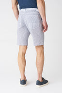 Navy Stripe Linen Short - 4