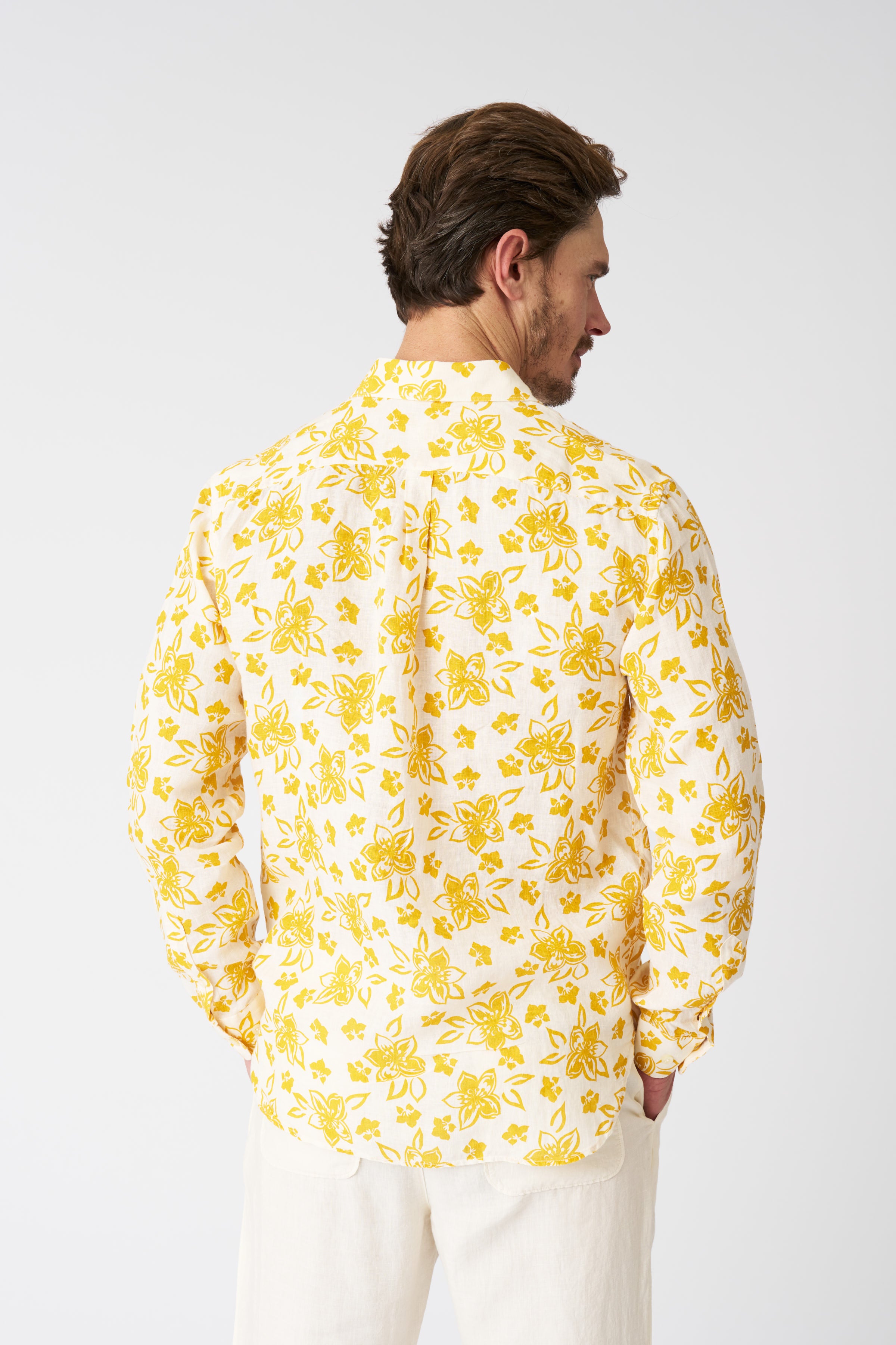 Painted Flower Regular Fit Shirt Ecru / L/50 Painted Flower Regular Fit Shirt Ecru / L/50