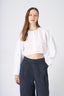 Cropped Button-Down White Linen Shirt